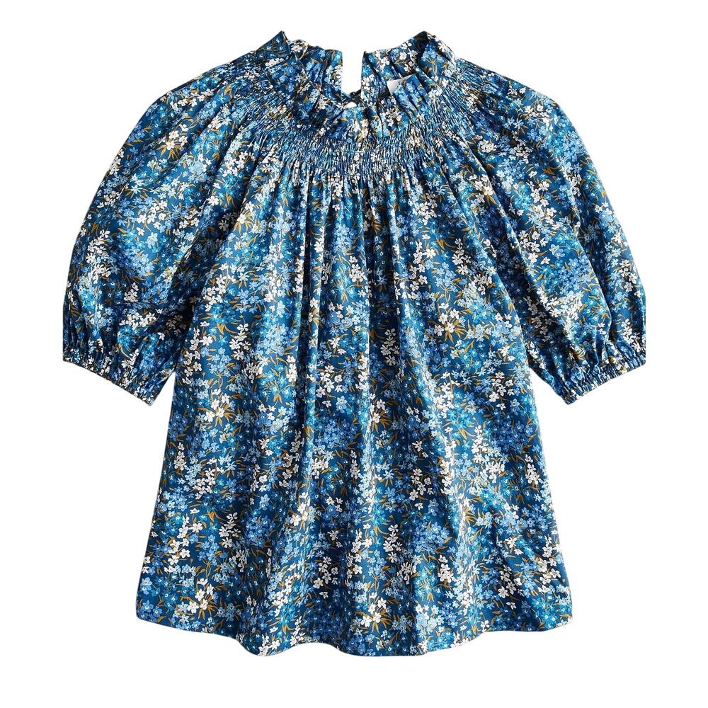 J Crew Smocked neck puff-sleeve top in Liberty Sea Blossoms Print M - Picture 3 of 9